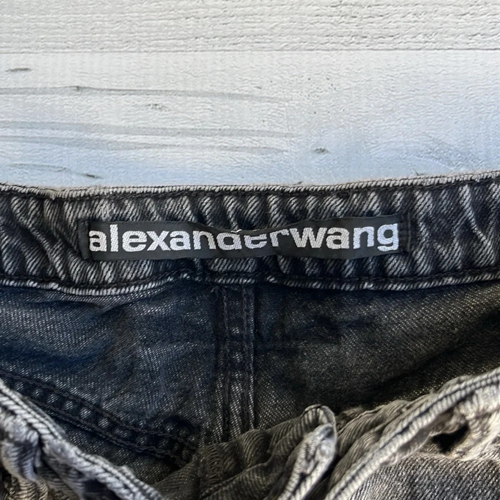 Alexander Wang Faded Black Bite High Rise Cut Off Shorts 24 - Picture 3 of 7